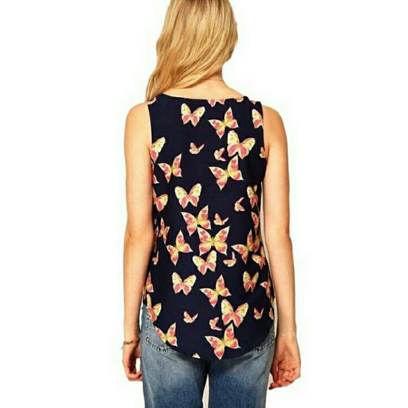Butterfly sleeveless blouse Small Xlarge - Picture 2 of 3